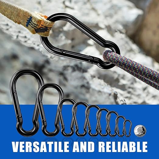 Small Carabiner Clip Hook, 2.36 inch 50 pcs Black Heavy Duty Spring Snap Hook Key Chain, Carabiners Clips for Outdoor Camping, Swing Set, Hammock, Hiking Travel, Fishing, Quick Link Keychain