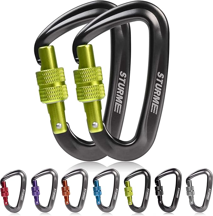 STURME 12kN (2697 lbs) Heavy Duty Locking Carabiner Clips for Outdoor, Camping, Hiking, Securing Pets, Hammock, Dog Leash Harness