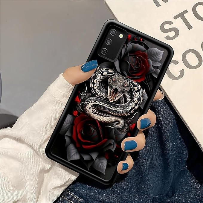 for Samsung Galaxy S20 FE Case, Entwined Rose Snake Pattern Graphic Design Girl Boy Soft Silicone Hard Acrylic Shock Protection for Samsung Galaxy S20 FE