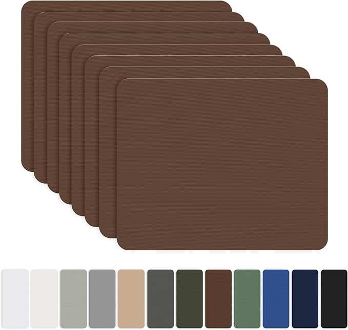 OAZ 8 Pieces 7.87 x 5.9 inch Nylon Repair Patches Nylon Fabric Patch Self-Adhesive Fabric Repair Tape Waterproof Lightweight Outdoor Gear Patch Kit for Down Jacket Clothing Tent Bag (Brown)