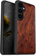Carveit Wood Case for Galaxy S24 Plus Case [Natural Wood & Black Soft TPU] Shockproof Protective Cover Unique Wooden Design Compatible with S24 Plus (Motherboard-Rosy)