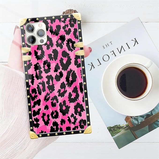 Compatible with iPhone 11 Pro Max Case, Pink Black Leopard Luxury Golden Decoration for Girl Women Soft TPU Shockproof Protective Hard PC Back for iPhone 11 Pro Max