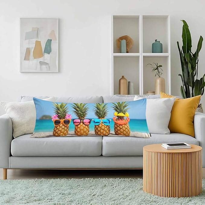 Pineapple Decorative Home Pillow Covers, Beach Pineapples Long Body Pillow Cover Sleeper Pillow Cushion Cover Bedding Body Pillowcase for Man Woman Sofa Patio Shop 20x54 Inch
