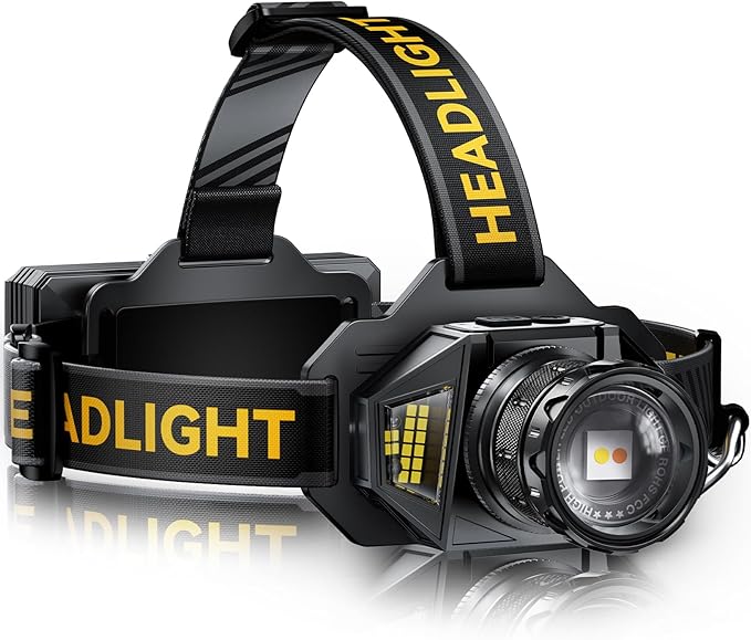 AKNEAR Rechargeable LED Headlamp, 2980 High Lumens Head Lamp with Red Light, Motion Sensor & 7 Modes & 95H Runtime, Zoomable & 90° Adjustable, IPX7 Waterproof Head Light for Adults, Outdoor