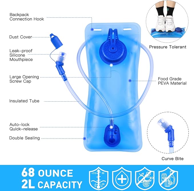 KUYOU Running Hydration Vest - Lightweight Insulated Hydration Backpack with 2L Water Bladder, Adjustable Chest Straps and Reflective Water Backpack for Running Marathon Race Hiking Cycling