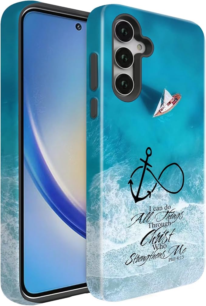 Compatible for Samsung Galaxy A36 5G Case, Dual Layer Heavy Duty 2 in 1 Shockproof Protective Phone Case,Anchor Christian