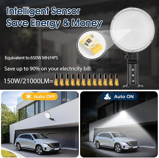 LED Barn Light 150W 21000LM Dusk to Dawn Outdoor Lighting, 6500K Daylight Yard Lights, IP66 Waterproof Street Lights for Farmhouse Garage Warehouse Outdoor Security