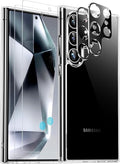 Red2Fire for Samsung Galaxy S24 Ultra Case, [2Pcs Screen Protector]+[2Pcs Lens Protector][Crystal Clear][No-Yellowing][Anti-Scratch][Mil-Grade Shockproof] Full Body Protection Phone Case 5G,Clear