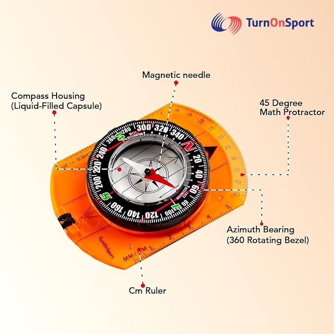 Orienteering Compass - Hiking Backpacking Compass - Advanced Scout Compass Camping and Navigation - Boy Scout Compass Kids - Childrens Compasses for Map Reading - Baseplate Compass Survival