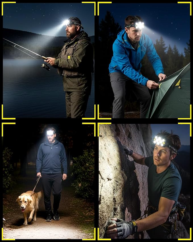 Victoper Headlamp Rechargeable, High Lumen Bright 10 LEDs Head Lamp, 8+2 Modes Head Light with Red Light for Adult, Waterproof Head Flashlight for Outdoor Running, Hunting, Camping, Hiking