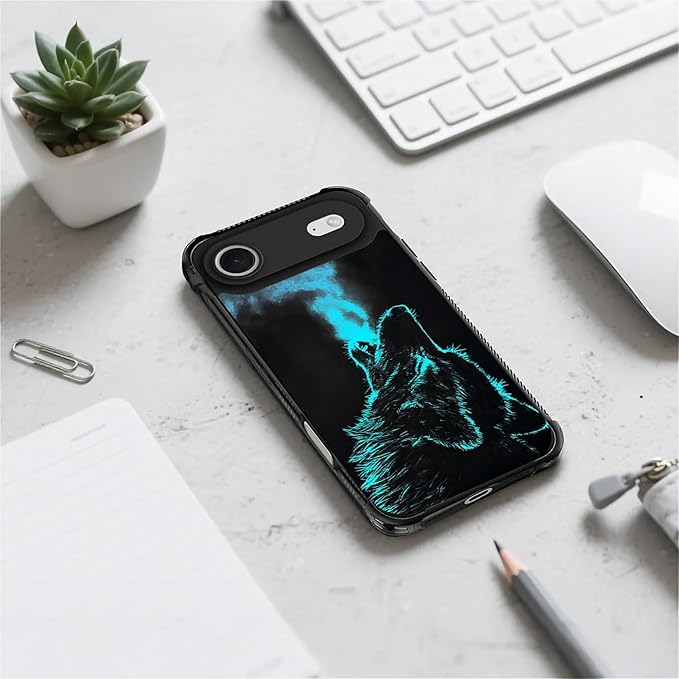 for iPhone 17 Air Case,for MagSafe Graphic Design for Girl Boy Soft Silicone Hard Acrylic Shock Protection Designed for iPhone 17 Air Blue Breathing Wolf Pattern