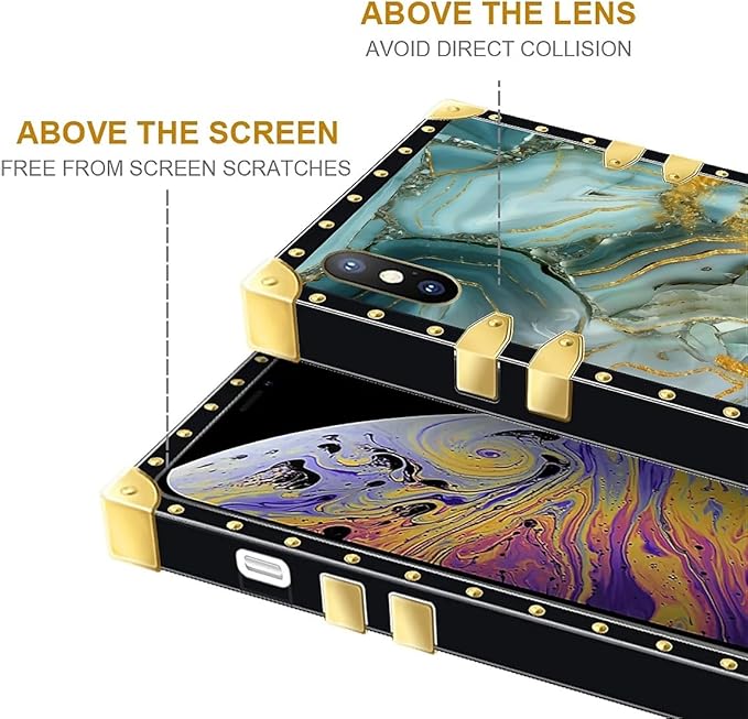 Compatible with iPhone Xs Max Case, Golden Texture Marble Veining Luxury Golden Decoration for Girl Women Soft TPU Shockproof Protective Hard PC Back for iPhone Xs Max