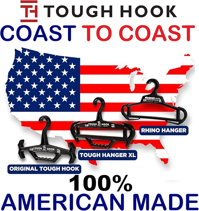 Tough Hook Original Heavy Duty Hangers – The Superhero of Hangers USA-Made, Anti-Slip ABS Resin Tactical Hanger for Police Gear, Scuba Gear & Dive BCD – DuraResin 200-lb Cap Wetsuit Hanger, 1 Gray