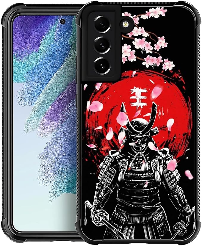 for Samsung Galaxy S21 Plus Case, Sakura Japanese Samurai Pattern Graphic Design Girl Boy Soft Silicone Hard Acrylic Shock Protection for Samsung Galaxy S21 Plus