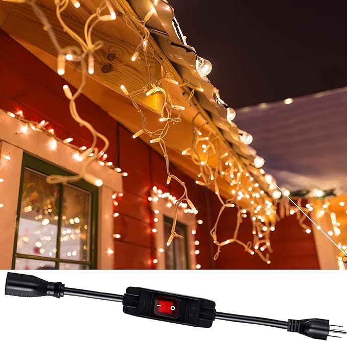 Outdoor Extension Cords with Switch Waterproof Switch 3 Prong Extension Cord with Inline Cord Switch, Heavy Duty Extension Cord 125v/250v Black Sjtw Extension Cord(1.5 Ft)