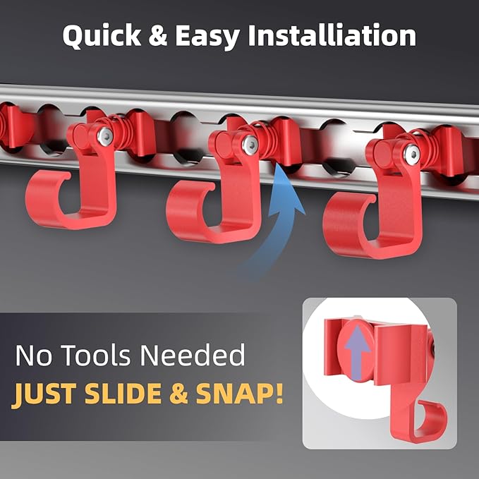 4 Pack L Track Hooks with Single Stud Fitting, Spring-Loaded Adjustable Gear Hook, Aluminum L Track Accessories for Trailer, Truck, Garage, Tie Down System, 100LBS Max Load Capacity – Red