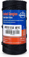 HONGDA Braided Black Nylon String, #18 Tarred Bank Line Twine, 487 Feet Black Tarred String 1.5mm for Gardening, Construction, Gear Tying, Jungle Survival