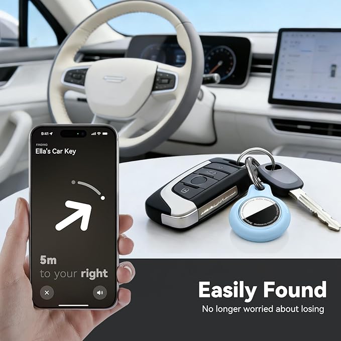 for Apple AirTag 2nd & 1st Gen, Waterproof Case for AirTag Holder Keychain,GPS Tracker Cover for Dog,Car Key,Luggage-F4-Black+Sky Blue