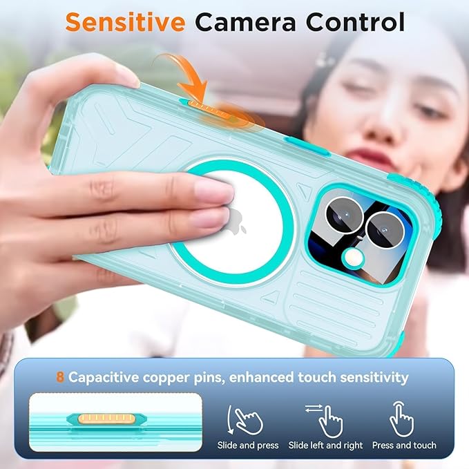 WIFORT for iPhone 17 Waterproof Case, [Fit for Magsafe] with Sapphire Lens & Screen Protector, IP68 Full Body 15FT Military Shockproof, Magnetic Frosted Phone Cover with Lanyard, 6.3" Teal