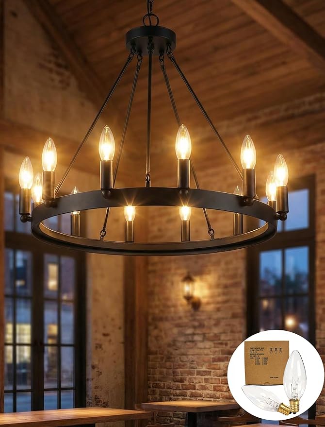 25 Pack Candle Light Bulbs,Crystal Clear Torpedo Tip Candelabra Replacement Bulbs Fit C7/E12 Candelabra Base,7 Watt C26 Replacement Night Light Bulb for Electric Window Candle Lights