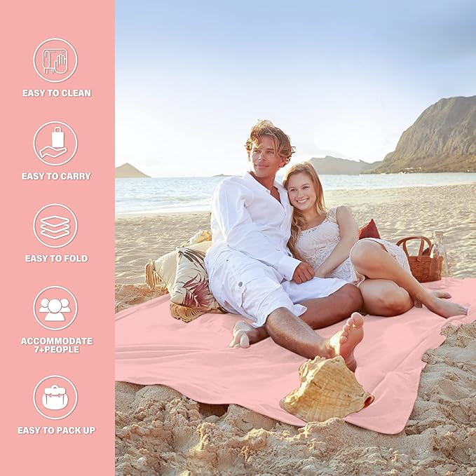 Famstar Beach Blanket Oversized Extra Large 10'X 9',Waterproof Sandproof Beach Blanket 2-8Adults Lightweight Durable for Travel Camping Hiking Picnic