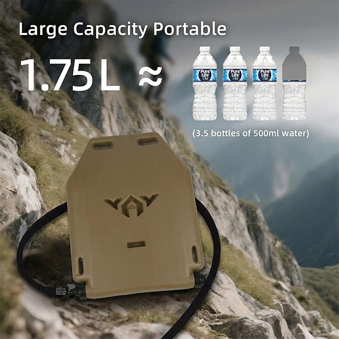 1.75L MOLLE Tactical Hydration Pack Water Panel for Vest, Leakproof Hydration Reservoir with 105cm Detachable Tube & Silicone Bite Valve for Tactical Gear, Hiking & Outdoor Activities