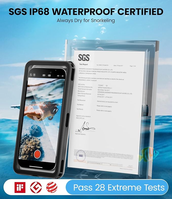 WIFORT Waterproof Phone Case with Lanyard, Underwater Phone Cases for Snorkeling/Diving/Swimming/Filming, IP68 Water Proof Touchscreen Case for All Cell Phones: iPhone/Samsung/Moto/Pixel - Black