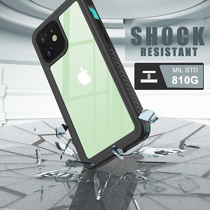 Diverbox for iPhone 12 Waterproof Case,Waterproof Shockproof Dustproof IP68 Full-Body Hard Case Built-in Screen Protector Underwater Outdoor Waterproof Cover for iPhone 12,6.1 in (Teal)