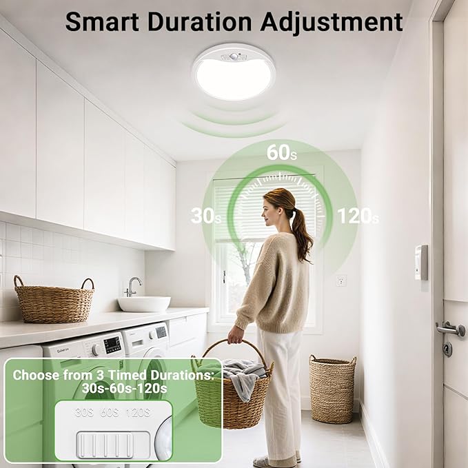 zemty 2Pack 7inch Motion Sensor Ceiling Lights Wired, 15W 1500lm 3CCT/3 Mode/30-120s Timer, Bright White LED Flush Mount Light Fixture Motion Activated for Closet Pantry Hallways Stairwells Garage