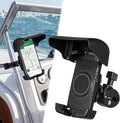 Tellegloww Boat Phone Holder, Marine Cell Phone Holder with Sunshade, 360 Degree Adjustable Knob Crab Clamp, Smartphone Accessory for Cycling, Boat Rail, Pontoon and Outdoor Use(Black)