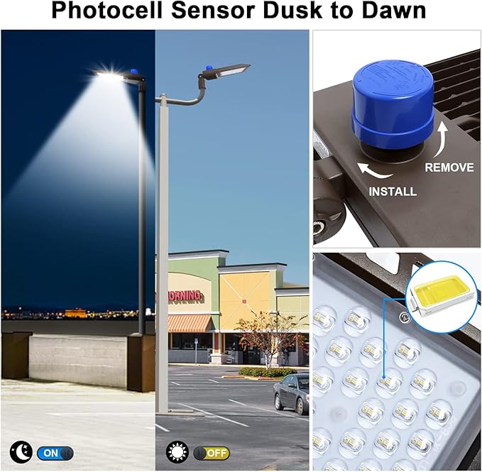 300W LED Parking Lot Light Outdoor 45000LM Bright Dusk to Dawn FloodLights for Street 5500K 100-277V Commercial Security IP65 Waterproof Exterior Lighting Yard Driveway Garage Park 3 Pack