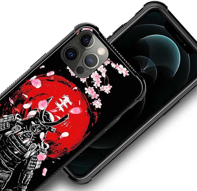for iPhone 11 Pro Max Case, Sakura Japanese Samurai Pattern Graphic Design Girl Boy Soft Silicone Hard Acrylic Shock Protection for iPhone 11 Pro Max