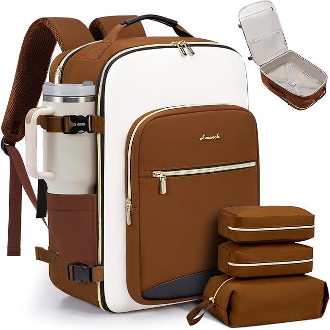 LOVEVOOK 40L Travel Backpack for Women & Men, Airline Approved Carry On Luggage with 3 Packing Cubes, TSA Overnight Bags, Waterproof Personal Item Bag, Weekender Essentials Backpacks fits 17" Laptop