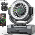 24000mAh Camping Fan, Portable Rechargeable Fan, Battery Powered Fan with LED Lantern & 120° Oscillation, Battery Operated Ventiladores for Travel, Tent, Fishing, Jobsite, Outdoor, Gifts for Men Dad