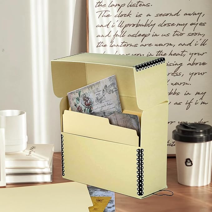 Lineco Archival Document Storage Box with Metal Edge, Acid-Free Tan Boxboard, Organize and Store Files, Prints, Photos, Letter-Sized Case 12.5" x 10.5" x 5" Wide, Pack of 2