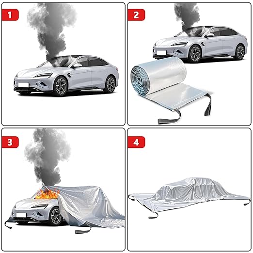Vehicle Fire Blanket, Emergency Fire Extinguisher Blanket for Car,Survival Safety Fire Blanket for Automobiles, Motorcycles, Warehouses, House, Camping in the Wilderness (29.5x19.6ft)