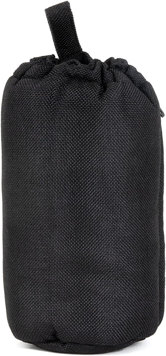 Nickel Bags Padded Drawstring Duffle Tube, Hemp Protective Sling Bag with Soft Velour Interior, Breakable-Safe Storage for Glass & Gear, Durable Zipper & Strap (8 Inch, Black)