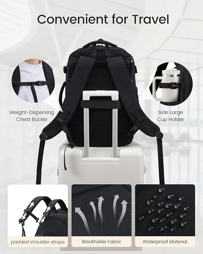 LOVEVOOK 40L Travel Backpack for Women & Men, TSA Approved Carry On Backpack with 3 Packing Cubes, Waterproof Personal Item Bag Fits 17" Laptop, Weekender Essentials Overnight Backpack for Trip