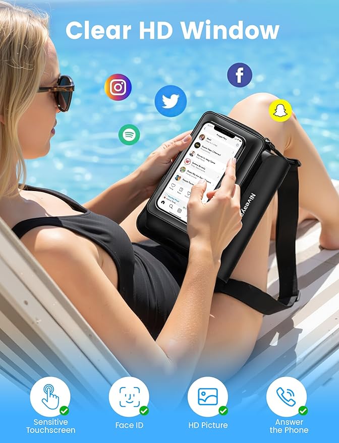 Niveaya IPX8 Waterproof Fanny Pack for Men Women, Large Capacity Touch Screen Dry Bag for Kayaking, Paddle Boarding, Waterpark & Swimming Essentials, Adjustable Waist Strap Pouch for Cell Phone