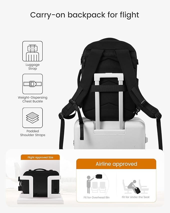 LOVEVOOK 40L Travel Backpack for Women, Airline Approved Carry On Backpack with 2 Packing Cubes, Waterproof Personal Item Bag Fits 17" Laptop, TSA Traveling Essentials Weekender Overnight Backpack