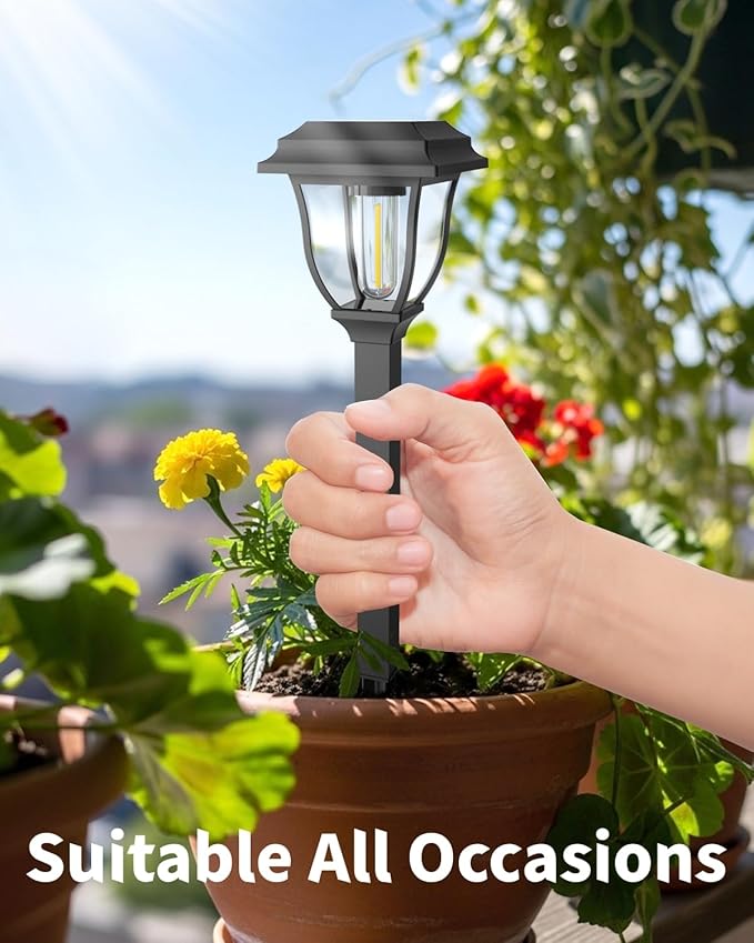 Solar Pathway Lights 12 Pack Mini Outdoor 3000K Bright Auto On/Off Solar Garden Lights Long Lasting Solar Powered Landscape Light for Path Yard Walkway Lawn Driveway Decor Lighting - Warm White