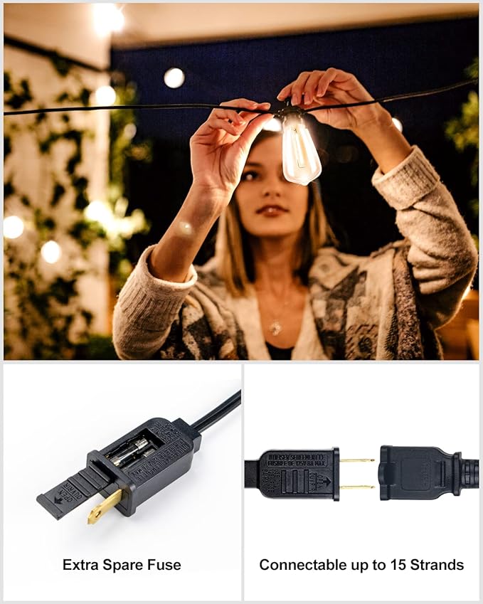 Lightdot 500FT Outdoor String Lights, LED Bistro String Lights with Shatterproof ST38 Bulbs, 2200K Dimmable, Waterproof Hanging Lights for Porch, Party, Garden, Backyard, Balcony - ETL Listed