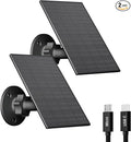 2W Solar Panel for Security Camera Outdoor, USB/USB-C Charger with IP65 Waterproof, 360° Adjustable Mount & 7.2ft Cable, Compatible with Rechargeable Battery Cameras (2 Pack, Black)
