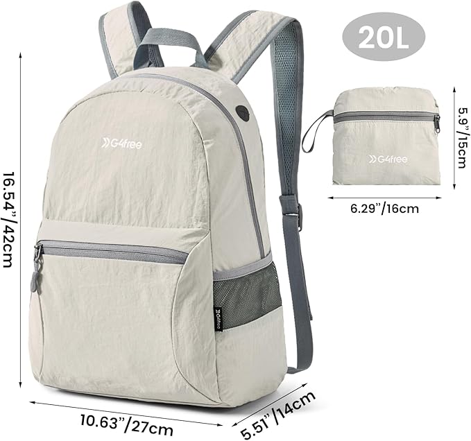G4Free 20L Lightweight Packable Backpack Travel Hiking Daypack Foldable Backpack for Men Women