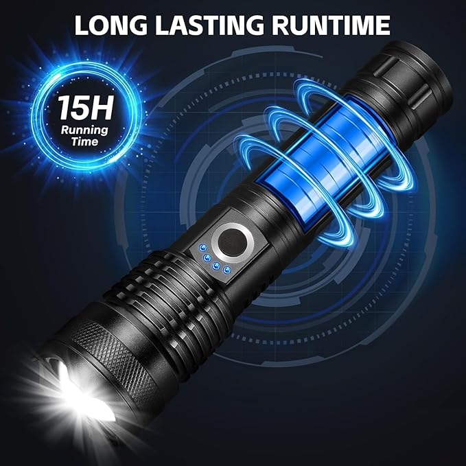 3 Pack Rechargeable LED Flashlights 990,000 Lumens, Adjustable, 5 Modes, IPX7 Waterproof, Powerful Handheld Flash Lights for Camping Hiking Emergency Home