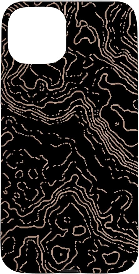 Topography Black & Brown Abstract Pattern Topographic Map Case for iPhone 15 Plus