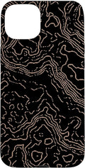 Topography Black & Brown Abstract Pattern Topographic Map Case for iPhone 15 Plus