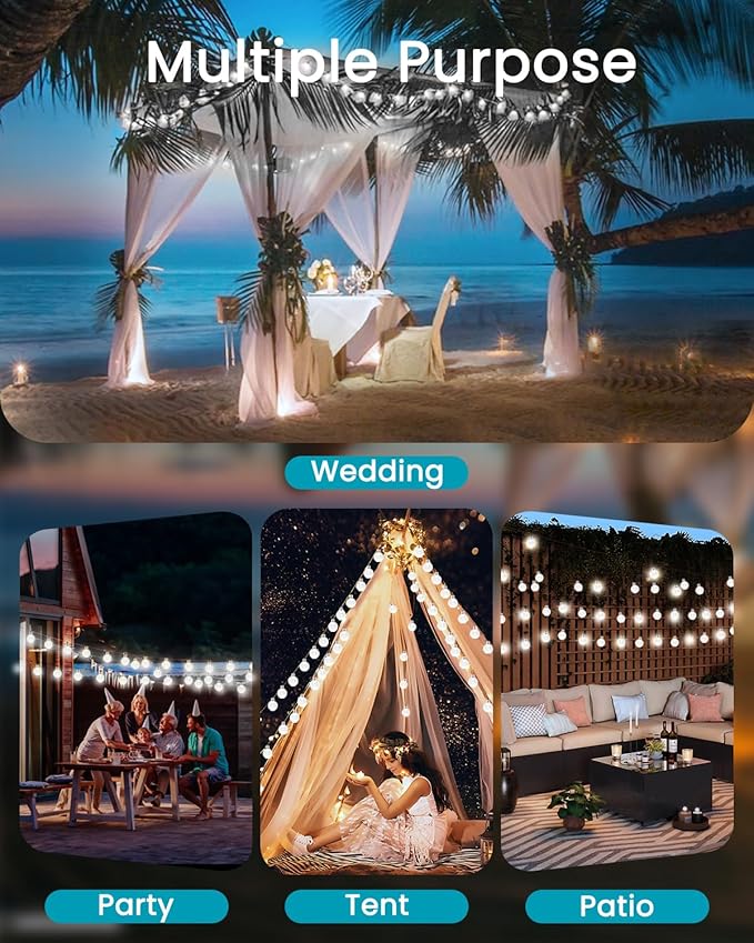 2-Pack 72FT 120 LED White Crystal Globe Solar String Lights Outdoor, Waterproof Solar Powered Fairy Lights for Outside, 8 Lighting Modes Patio Decorations for Garden Yard Porch Wedding Party Tree