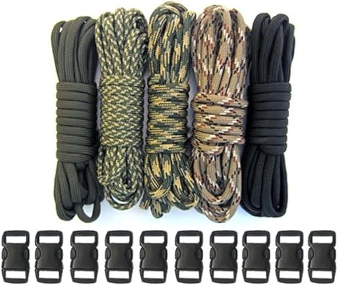 Paracord Planet 550lb Type III Paracord Combo Crafting Kits with Buckles