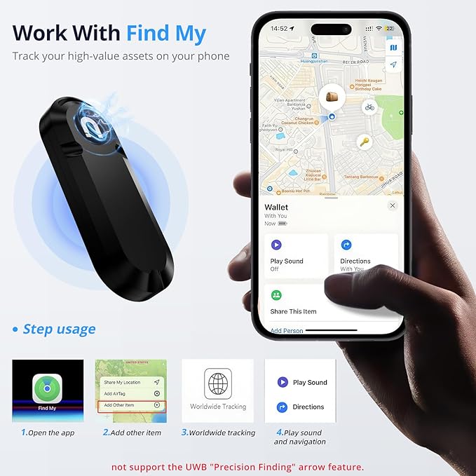 Long-Life Air Tracker Tags-1pc (Up to 10-Year,Use AA Battery), Extended Battery Case Item Finder Compatible for iPhone iPad Find My, Magnetic & Adhesive Mount Location Tag for Car, Equipment, Luggage